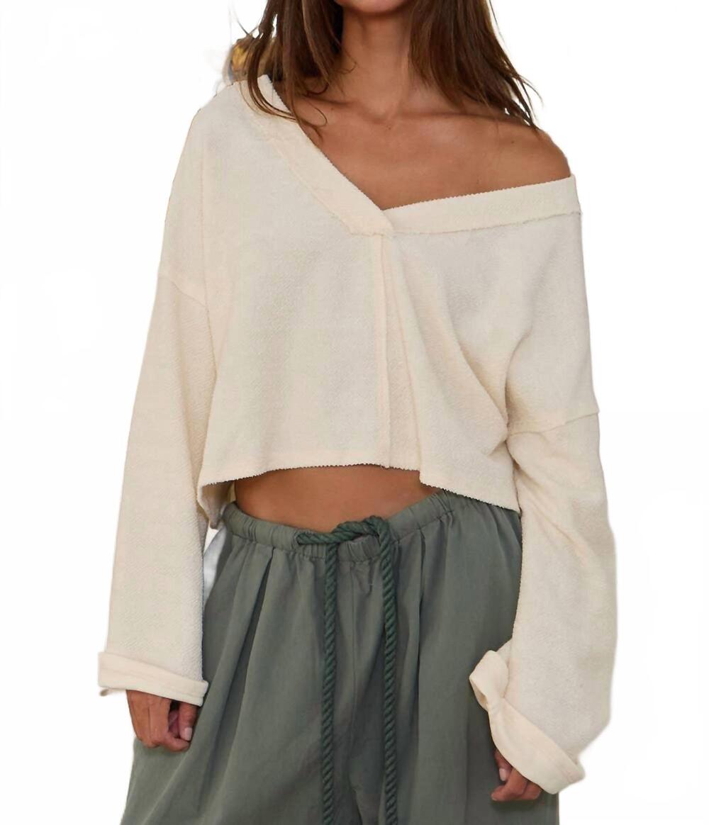 NEW BUCKETLIST cutout back adjustable tie pullover crop top in cream